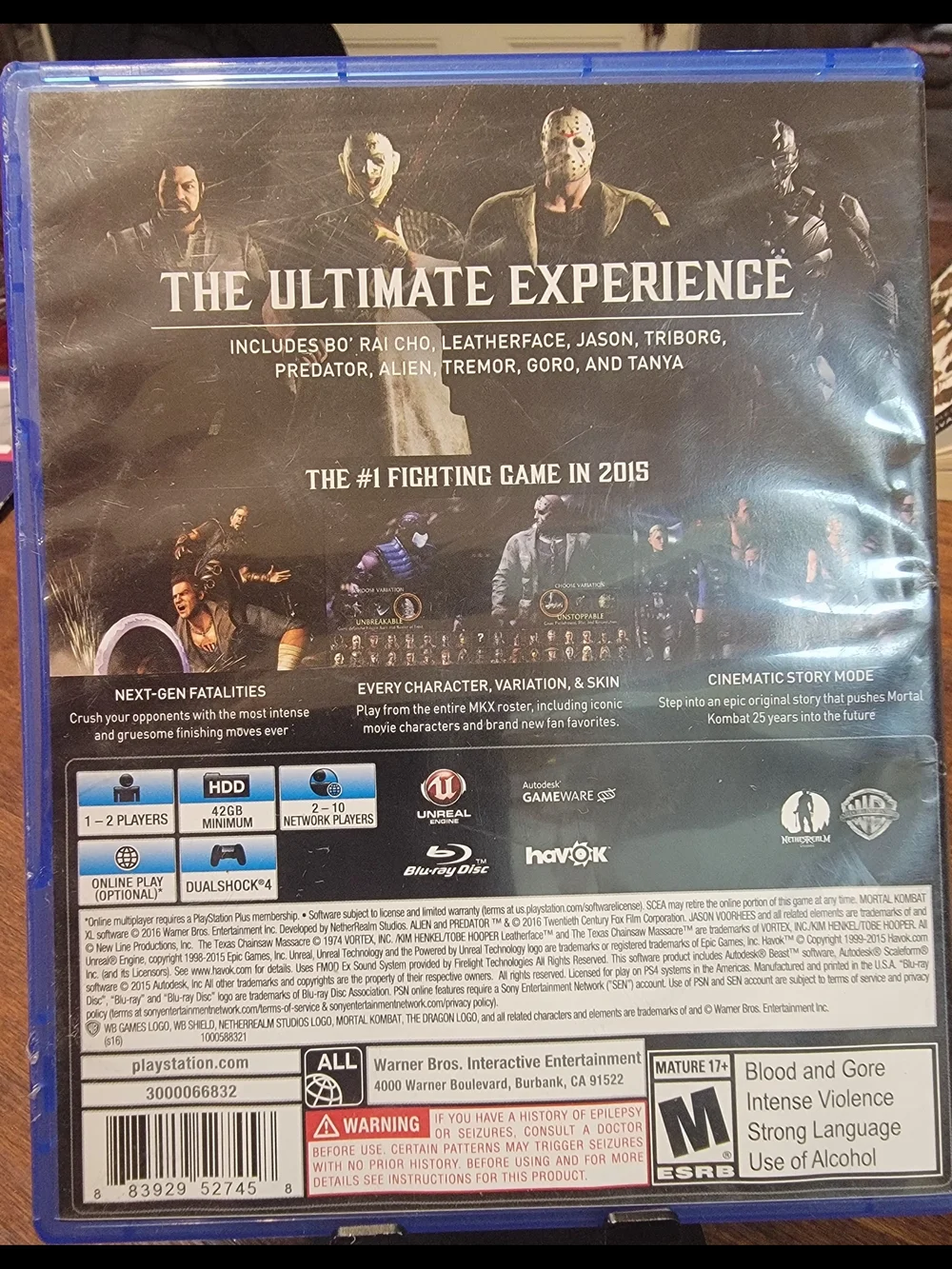 Sony Mortal Kombat XL Black & Blue PS4 Game